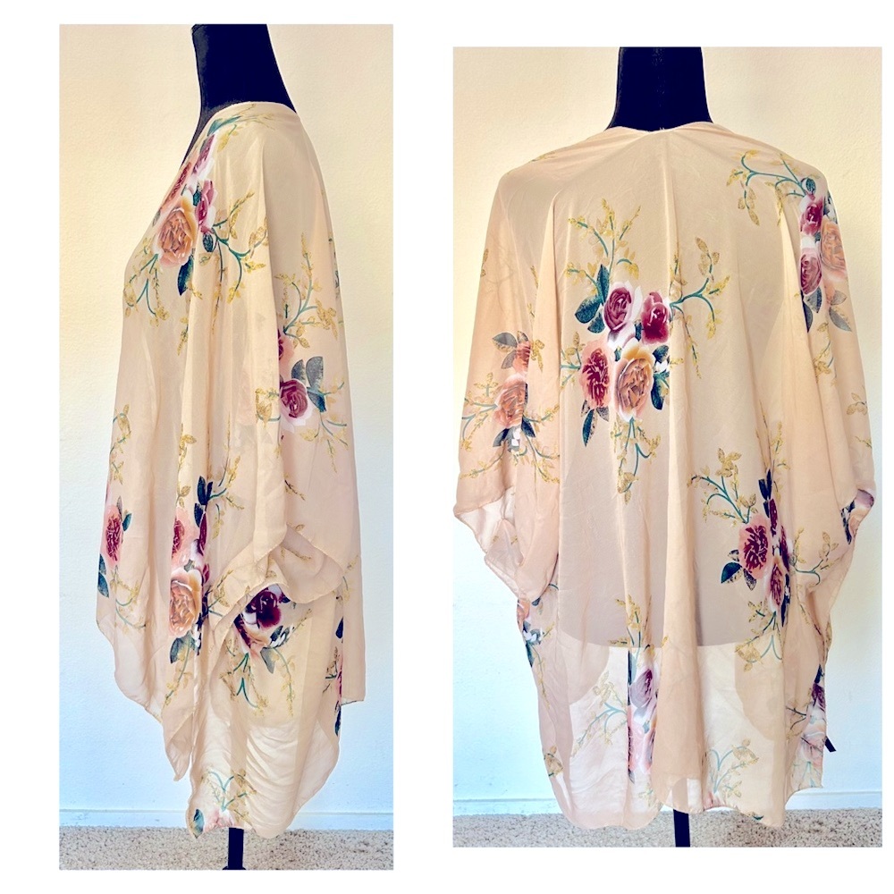 Natasha Floral Kimono Shawl - Picture 3 of 3